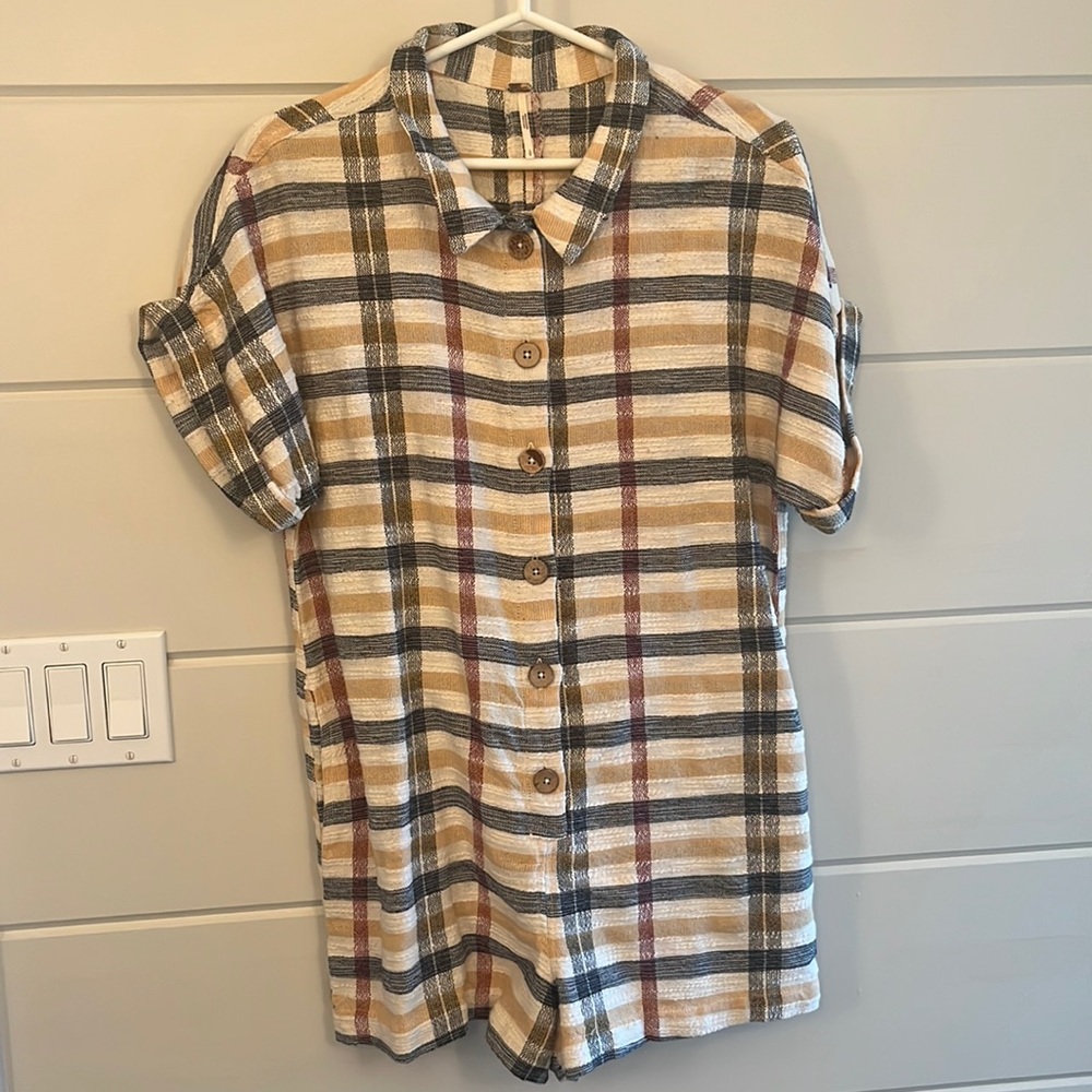 Free People Plaid Romper
